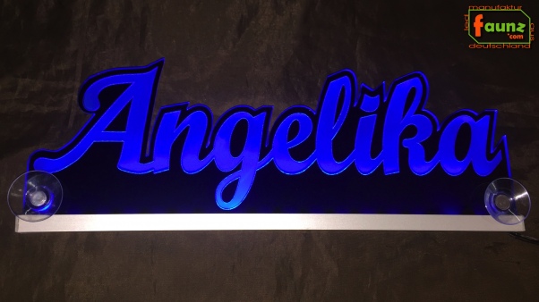 Ihr LED Wunschname "Angelika" Namensschild Leuchtschild Truckerschild als Konturschnitt
