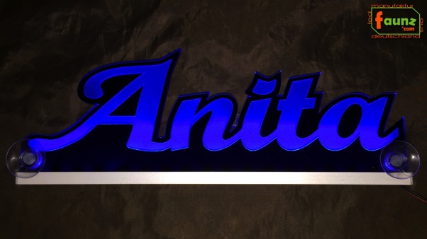Ihr LED Wunschname "Anita" Namensschild Leuchtschild Truckerschild als Konturschnitt