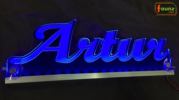 Ihr LED Wunschname "Artur" Namensschild Leuchtschild Truckerschild als Konturschnitt