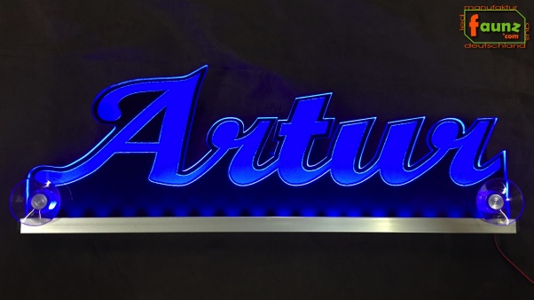 Ihr LED Wunschname "Artur" Namensschild Leuchtschild Truckerschild als Konturschnitt