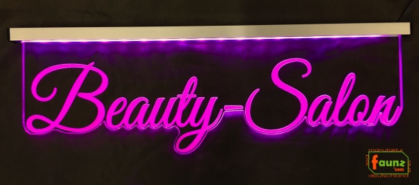 LED Werbeschild Firmenschild schmal Gravur "Beauty-Salon" Arztschild Kanzleischild Ladenschild Praxisschild Leuchtreklame Leuchtschild