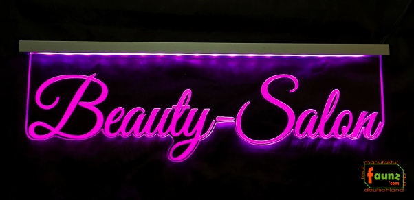 LED Werbeschild Firmenschild schmal Gravur "Beauty-Salon" Arztschild Kanzleischild Ladenschild Praxisschild Leuchtreklame Leuchtschild