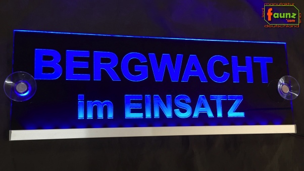 LED Einsatzschild "Bergwacht im Einsatz" Bergrettung Rettungsdienst Notarzt Leuchtschild Warnschild Namensschild