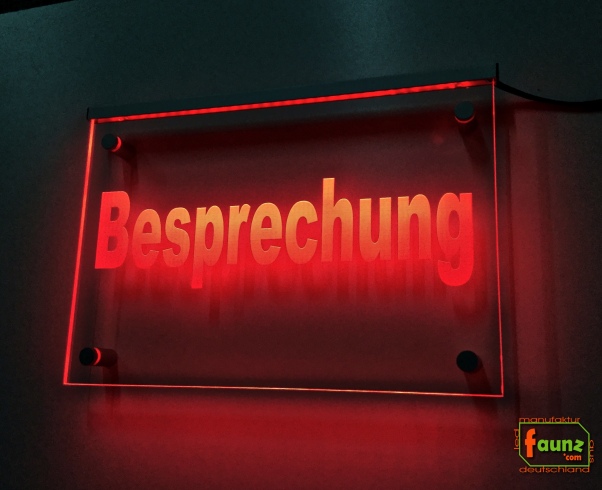 LED Hinweisschild "Besprechung" Info-Schild Signalschild Werbeschild Leuchtschild