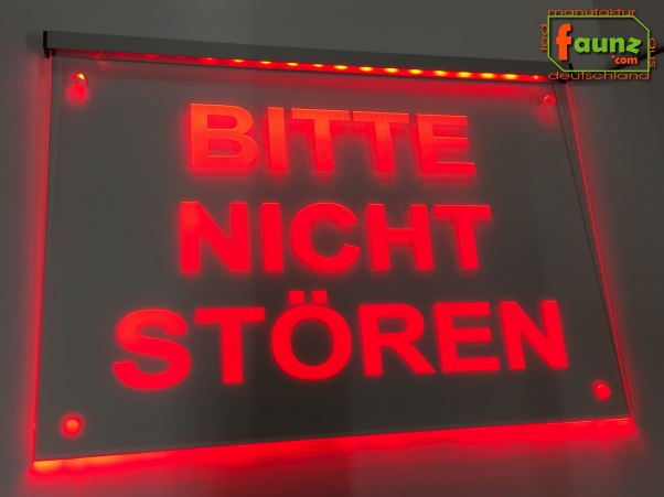 LED Hinweisschild Gravur "Bitte nicht stören" Info-Schild Signalschild Werbeschild Leuchtschild