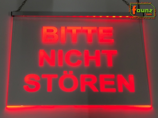 LED Hinweisschild Gravur "Bitte nicht stören" Info-Schild Signalschild Werbeschild Leuchtschild