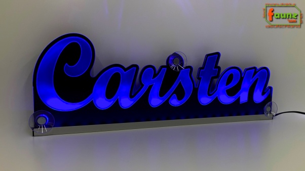 Ihr LED Wunschname "Carsten" Namensschild Leuchtschild Truckerschild als Konturschnitt