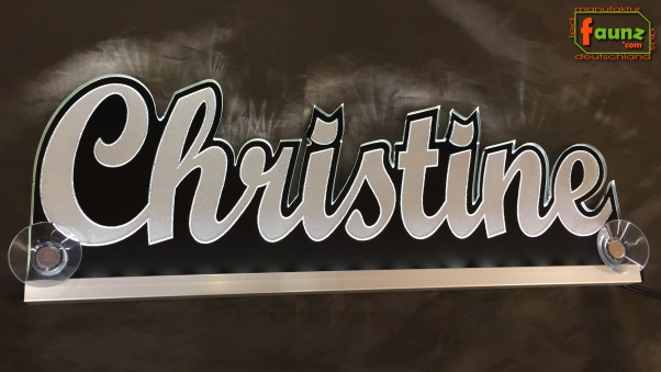 Ihr LED Wunschname "Christine" Namensschild Leuchtschild Truckerschild als Konturschnitt