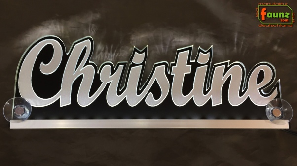 Ihr LED Wunschname "Christine" Namensschild Leuchtschild Truckerschild als Konturschnitt