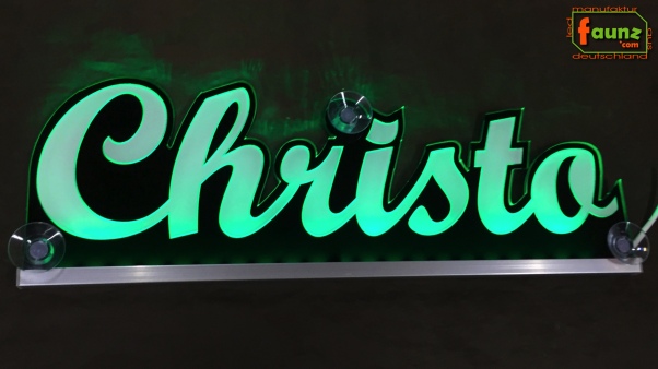 Ihr LED Wunschname "Christo" Namensschild Leuchtschild Truckerschild als Konturschnitt