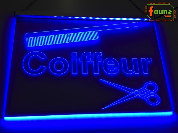 LED Werbeschild Firmenschild Gravur "Coiffeur Friseur" Arztschild Kanzleischild Ladenschild Praxisschild Leuchtreklame Leuchtschild