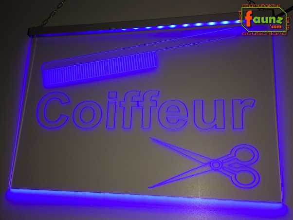 LED Werbeschild Firmenschild Gravur "Coiffeur Friseur" Arztschild Kanzleischild Ladenschild Praxisschild Leuchtreklame Leuchtschild
