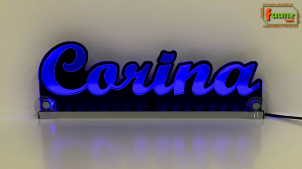 Ihr LED Wunschname "Corina" Namensschild Leuchtschild Truckerschild als Konturschnitt