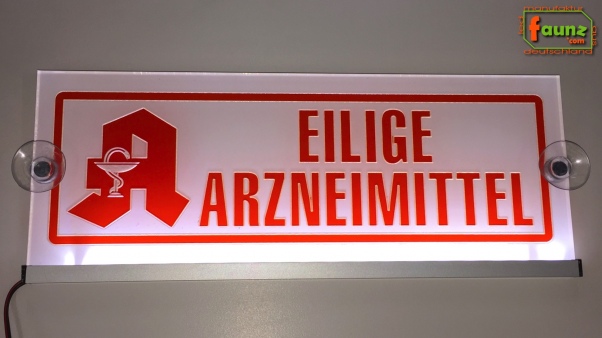 LED Einsatzschild "Eilige Arzneimittel" für Apotheke Leuchtschild Warnschild Namensschild