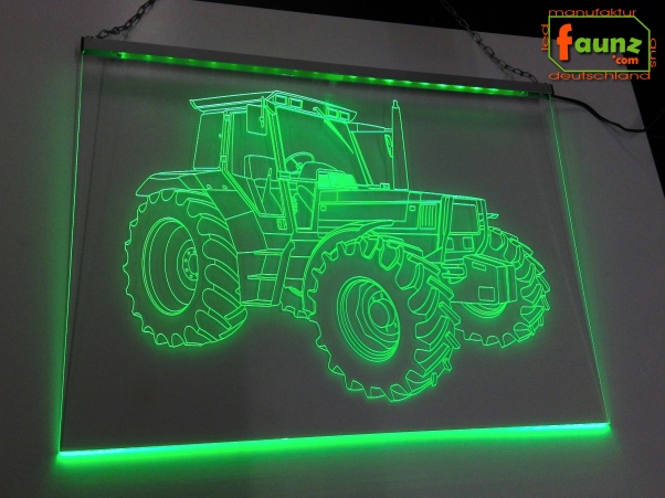 LED Fahrzeug-Gravur für "Deutz-Fahr Traktor" Oldtimer Liebhaber Tuning Wanddekoration Leuchtschild