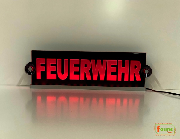 LED Leuchtschild, Einsatzschild " Feuerwehr " als Gravur