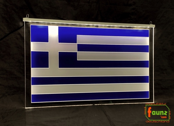 LED Mottoschild Gravur "Flagge Griechenland" Dekoschild, LKW Rückwandschild, Wandbild, Truckerschild, Leuchtschild