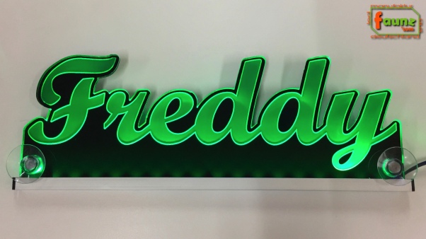 Ihr LED Wunschname "Freddy" Namensschild Leuchtschild Truckerschild als Konturschnitt