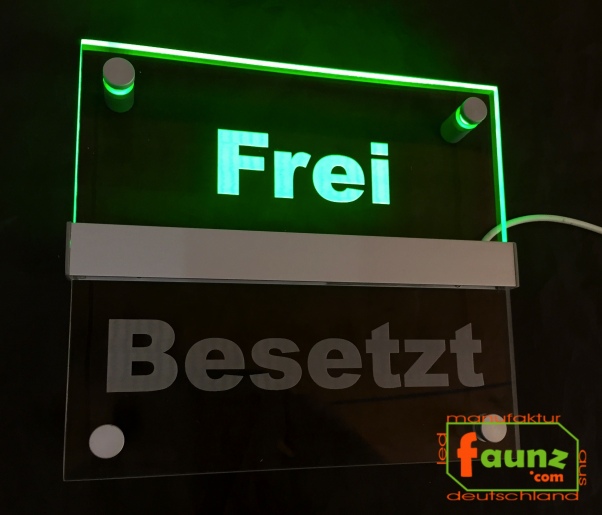 LED Hinweisschild " Frei - Besetzt ", Farbmodi getrennt steuerbar. Hinweisschild Wegweiser Leuchtschild