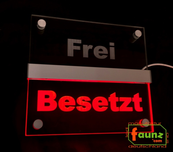 LED Hinweisschild " Frei - Besetzt ", Farbmodi getrennt steuerbar. Hinweisschild Wegweiser Leuchtschild