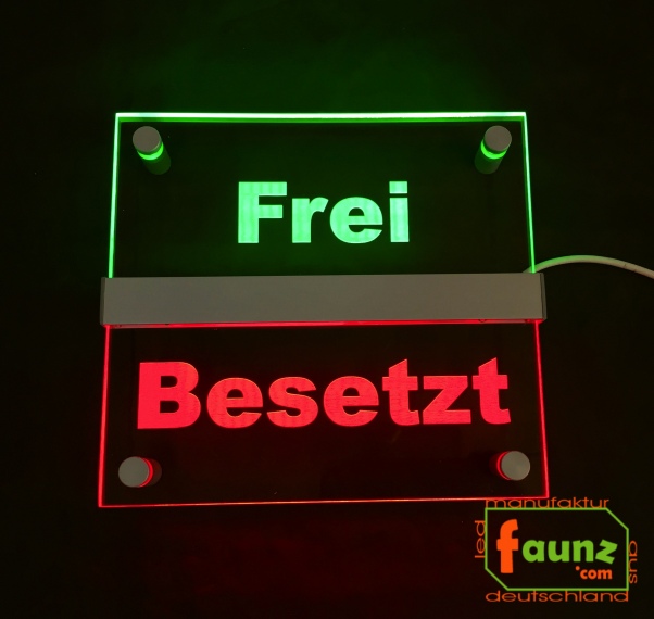 LED Hinweisschild " Frei - Besetzt ", Farbmodi getrennt steuerbar. Hinweisschild Wegweiser Leuchtschild