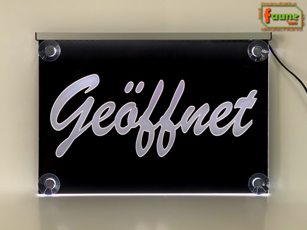Preview: LED Hinweisschild "Geöffnet" | Acrylglas Leuchtschild