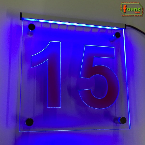 LED Hausnummer Ziffer "15" - Hausnummernleuchte Außenwandleuchte Außenlampe Leuchtschild