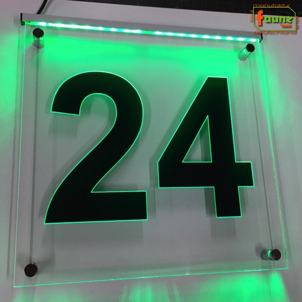 LED Hausnummer Ziffer "24" - Hausnummernleuchte Außenwandleuchte Außenlampe Leuchtschild