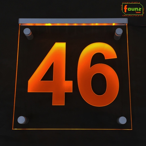 LED Hausnummer Ziffer "46" - Hausnummernleuchte Außenwandleuchte Außenlampe Leuchtschild