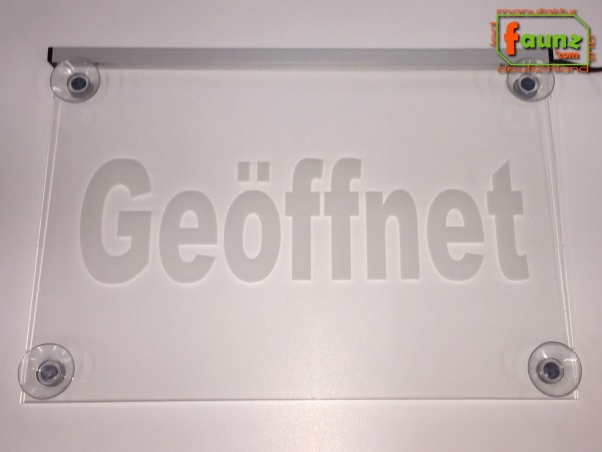 LED Hinweisschild Gravur “Geöffnet" Info-Schild Signalschild Werbeschild Leuchtschild