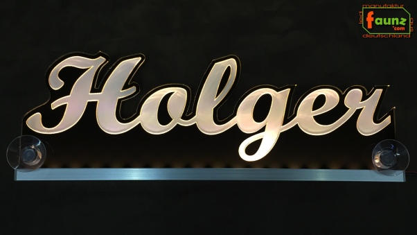 Ihr LED Wunschname "Holger" Namensschild Leuchtschild Truckerschild als Konturschnitt