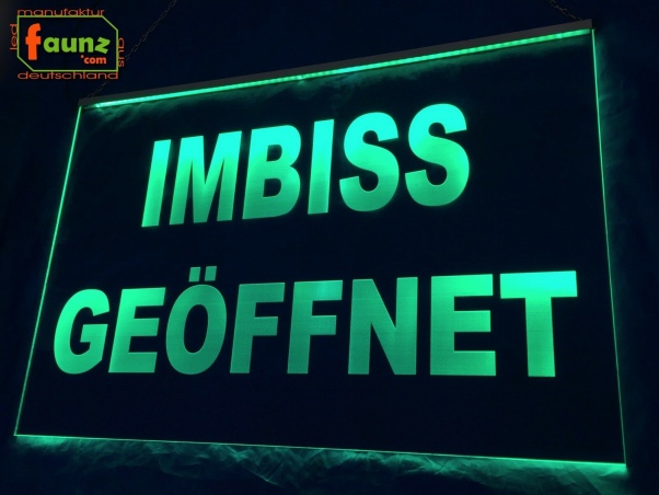 LED Werbeschild Firmenschild Gravur "Imbiss Geöffnet" Ladenschild Leuchtreklame Leuchtschild Gastronomie