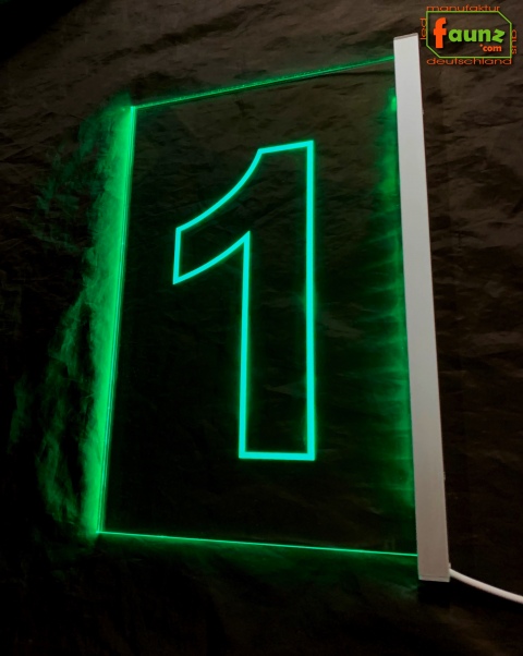 LED Kassenschild Nummer "1" - Fahnenschild Kasse Kassenbeschilderung Leuchtschild mit Farbsteuerung Schalter