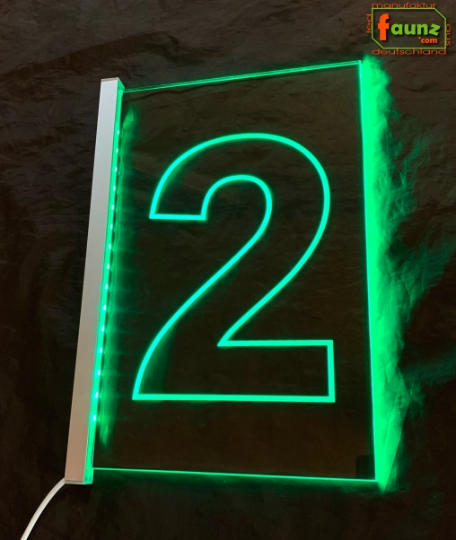 LED Kassenschild Nummer "2" - Fahnenschild Kasse Kassenbeschilderung Leuchtschild mit Farbsteuerung Schalter