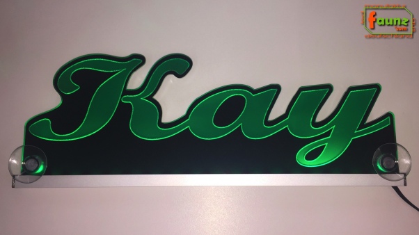 Ihr LED Wunschname "Kay" Namensschild Leuchtschild Truckerschild als Konturschnitt