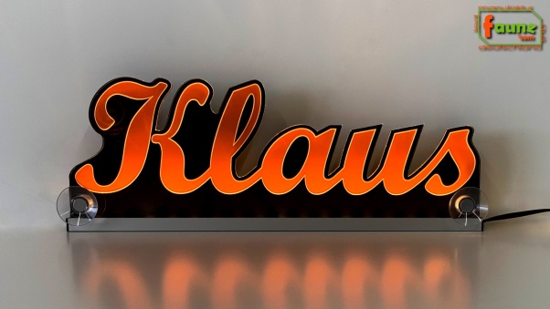 Ihr LED Wunschname "Klaus" Namensschild Leuchtschild Truckerschild als Konturschnitt