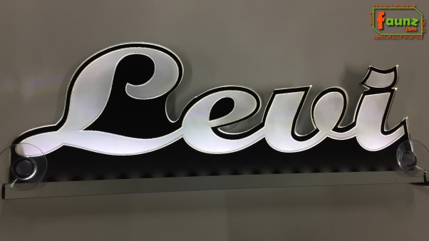 Ihr LED Wunschname "Levi" Namensschild Leuchtschild Truckerschild als Konturschnitt