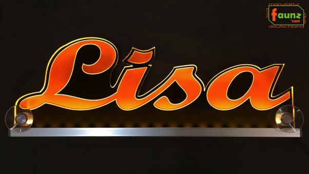 Ihr LED Wunschname "Lisa" Namensschild Leuchtschild Truckerschild als Konturschnitt