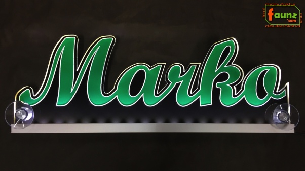 Ihr LED Wunschname "Marko" Namensschild Leuchtschild Truckerschild als Konturschnitt
