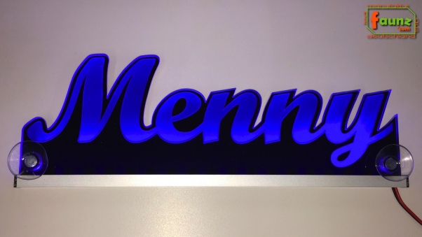 LED Wunschname Gravur "Menny" Namensschild Leuchtschild Truckerschild als Konturschnitt