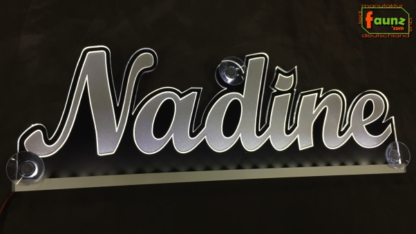 Ihr LED Wunschname "Nadine" Namensschild Leuchtschild Truckerschild als Konturschnitt