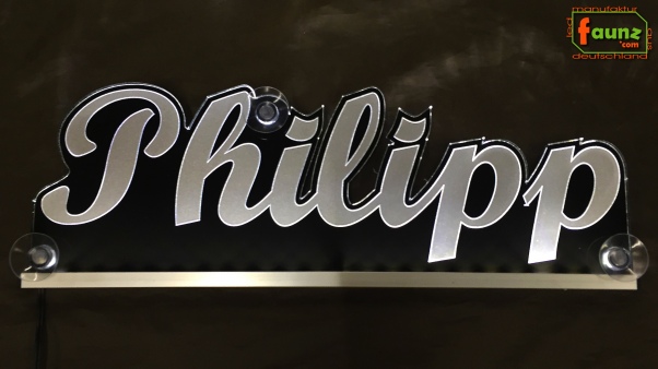 Ihr LED Wunschname "Philipp" Namensschild Leuchtschild Truckerschild als Konturschnitt