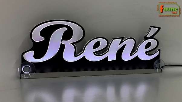 Ihr LED Wunschname "René" Namensschild Leuchtschild Truckerschild