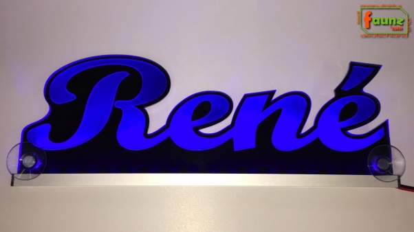 Ihr LED Wunschname "René" Namensschild Leuchtschild Truckerschild