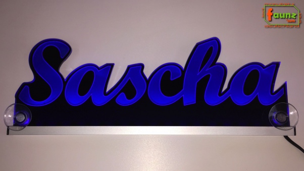 Ihr LED Wunschname "Sascha" Namensschild Leuchtschild Truckerschild