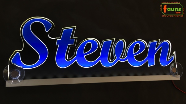 Ihr LED Wunschname "Steven" Namensschild Leuchtschild Truckerschild als Konturschnitt