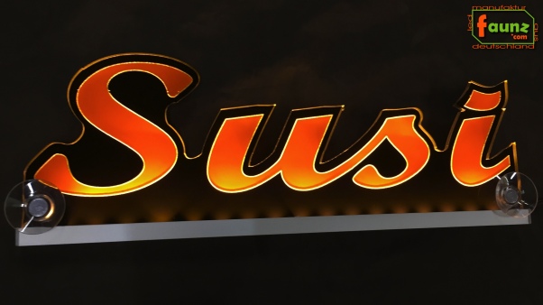 Ihr LED Wunschname "Susi" Namensschild Leuchtschild Truckerschild als Konturschnitt