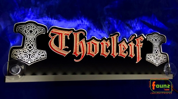 Ihr LED Wunschname " Thorleif " Altdeutsche Frakturschrift, LED Namensschild mit Konturschnitt