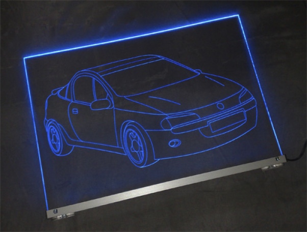 LED Fahrzeug-Gravur für "Opel Tigra 16V" Oldtimer Liebhaber Tuning Wanddekoration Leuchtschild