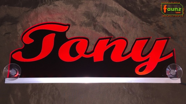 Ihr LED Wunschname "Tony" Namensschild Leuchtschild Truckerschild als Konturschnitt